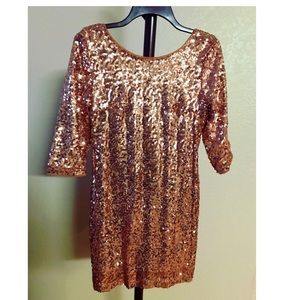 New Rose Gold Sequence Mini Dress